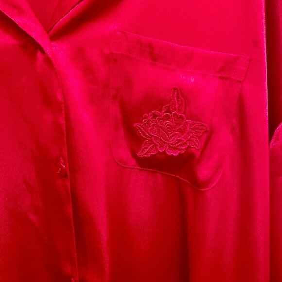 Vintage Victoria's Secret Red Satin Sleep Shirt Nightgown Large - Picture 6 of 6
